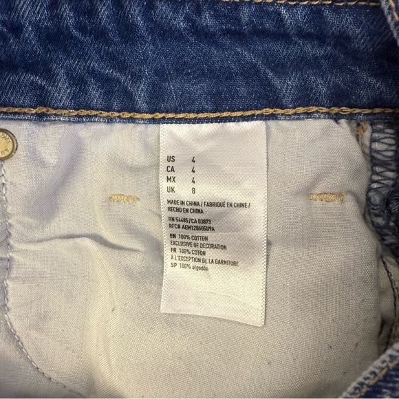 American Eagle AE Short Alls Denim Overall Shorts Size 4 - Picture 5 of 6